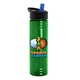 a transparent green bottle & black with blue spout lid 24 oz slim fit upcycle rpet bottles with flip straw lid digital