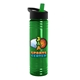 a transparent green bottle & black with green spout lid 24 oz slim fit upcycle rpet bottles with flip straw lid digital