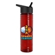 a transparent red bottle & black lid 24 oz slim fit upcycle rpet bottles with flip straw lid digital