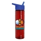 a transparent red bottle & royal blue lid 24 oz slim fit upcycle rpet bottles with flip straw lid digital