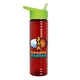 a transparent red bottle & lime green lid 24 oz slim fit upcycle rpet bottles with flip straw lid digital