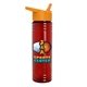 a transparent red bottle & orange lid 24 oz slim fit upcycle rpet bottles with flip straw lid digital