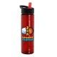a transparent red bottle & black with red spout lid 24 oz slim fit upcycle rpet bottles with flip straw lid digital