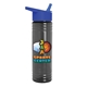 a transparent smoke bottle & royal blue lid 24 oz slim fit upcycle rpet bottles with flip straw lid digital