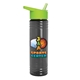 a transparent smoke bottle & lime green lid 24 oz slim fit upcycle rpet bottles with flip straw lid digital