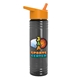 a transparent smoke bottle & orange lid 24 oz slim fit upcycle rpet bottles with flip straw lid digital