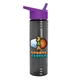 a transparent smoke bottle & violet lid 24 oz slim fit upcycle rpet bottles with flip straw lid digital