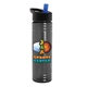 a transparent smoke bottle & black with blue spout lid 24 oz slim fit upcycle rpet bottles with flip straw lid digital