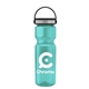 a transparent teal bottle & black with gray trim lid champion - 28 oz transparent bottle with ez grip lid
