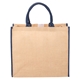 aerial view a navy the large jute tote with hook and loop closure, image 1 of 6