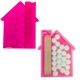 aerial view a translucent pink house shaped candy pick n mints, image 1 of 2