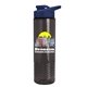 a navy blue lid & transparent smoke bottle the wave - 24 oz tritan(tm) bottle with drink thru lid and digital imprint