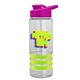 a clear bottle & pink lid & lime-green grip sergeant stripe - 24 oz tritan(tm) bottle with drink thru lid, stripe bands, and digital imprint