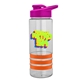 a clear bottle & pink lid & orange grip sergeant stripe - 24 oz tritan(tm) bottle with drink thru lid, stripe bands, and digital imprint