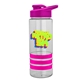 a clear bottle & pink lid & hot pink grip sergeant stripe - 24 oz tritan(tm) bottle with drink thru lid, stripe bands, and digital imprint