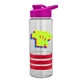 a clear bottle & pink lid & red grip sergeant stripe - 24 oz tritan(tm) bottle with drink thru lid, stripe bands, and digital imprint