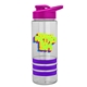 a clear bottle & pink lid & violet grip sergeant stripe - 24 oz tritan(tm) bottle with drink thru lid, stripe bands, and digital imprint
