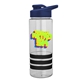 a clear bottle & navy blue lid & black grip sergeant stripe - 24 oz tritan(tm) bottle with drink thru lid, stripe bands, and digital imprint