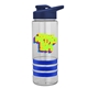 a clear bottle & navy blue lid & blue grip sergeant stripe - 24 oz tritan(tm) bottle with drink thru lid, stripe bands, and digital imprint