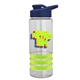 a clear bottle & navy blue lid & lime-green grip sergeant stripe - 24 oz tritan(tm) bottle with drink thru lid, stripe bands, and digital imprint