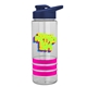 a clear bottle & navy blue lid & hot pink grip sergeant stripe - 24 oz tritan(tm) bottle with drink thru lid, stripe bands, and digital imprint
