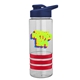 a clear bottle & navy blue lid & red grip sergeant stripe - 24 oz tritan(tm) bottle with drink thru lid, stripe bands, and digital imprint
