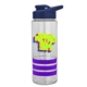 a clear bottle & navy blue lid & violet grip sergeant stripe - 24 oz tritan(tm) bottle with drink thru lid, stripe bands, and digital imprint