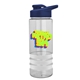 a clear bottle & navy blue lid & white grip sergeant stripe - 24 oz tritan(tm) bottle with drink thru lid, stripe bands, and digital imprint