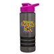 a smoke bottle & pink lid & black grip sergeant stripe - 24 oz tritan(tm) bottle with drink thru lid, stripe bands, and digital imprint