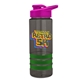 a smoke bottle & pink lid & green grip sergeant stripe - 24 oz tritan(tm) bottle with drink thru lid, stripe bands, and digital imprint
