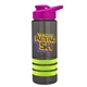 a smoke bottle & pink lid & lime-green grip sergeant stripe - 24 oz tritan(tm) bottle with drink thru lid, stripe bands, and digital imprint