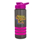 a smoke bottle & pink lid & hot pink grip sergeant stripe - 24 oz tritan(tm) bottle with drink thru lid, stripe bands, and digital imprint