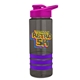 a smoke bottle & pink lid & violet grip sergeant stripe - 24 oz tritan(tm) bottle with drink thru lid, stripe bands, and digital imprint