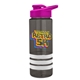 a smoke bottle & pink lid & white grip sergeant stripe - 24 oz tritan(tm) bottle with drink thru lid, stripe bands, and digital imprint