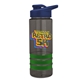 a smoke bottle & navy blue lid & green grip sergeant stripe - 24 oz tritan(tm) bottle with drink thru lid, stripe bands, and digital imprint