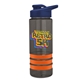 a smoke bottle & navy blue lid & orange grip sergeant stripe - 24 oz tritan(tm) bottle with drink thru lid, stripe bands, and digital imprint