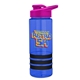 a blue bottle & pink lid & black grip sergeant stripe - 24 oz tritan(tm) bottle with drink thru lid, stripe bands, and digital imprint