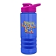 a blue bottle & pink lid & blue grip sergeant stripe - 24 oz tritan(tm) bottle with drink thru lid, stripe bands, and digital imprint