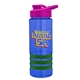 a blue bottle & pink lid & green grip sergeant stripe - 24 oz tritan(tm) bottle with drink thru lid, stripe bands, and digital imprint