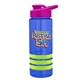 a blue bottle & pink lid & lime-green grip sergeant stripe - 24 oz tritan(tm) bottle with drink thru lid, stripe bands, and digital imprint