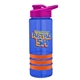 a blue bottle & pink lid & orange grip sergeant stripe - 24 oz tritan(tm) bottle with drink thru lid, stripe bands, and digital imprint