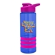 a blue bottle & pink lid & hot pink grip sergeant stripe - 24 oz tritan(tm) bottle with drink thru lid, stripe bands, and digital imprint