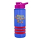 a blue bottle & pink lid & red grip sergeant stripe - 24 oz tritan(tm) bottle with drink thru lid, stripe bands, and digital imprint