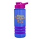 a blue bottle & pink lid & violet grip sergeant stripe - 24 oz tritan(tm) bottle with drink thru lid, stripe bands, and digital imprint