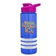 a blue bottle & pink lid & white grip sergeant stripe - 24 oz tritan(tm) bottle with drink thru lid, stripe bands, and digital imprint