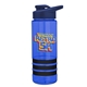 a blue bottle & navy blue lid & black grip sergeant stripe - 24 oz tritan(tm) bottle with drink thru lid, stripe bands, and digital imprint