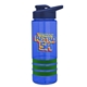 a blue bottle & navy blue lid & green grip sergeant stripe - 24 oz tritan(tm) bottle with drink thru lid, stripe bands, and digital imprint