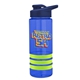 a blue bottle & navy blue lid & lime-green grip sergeant stripe - 24 oz tritan(tm) bottle with drink thru lid, stripe bands, and digital imprint