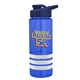 a blue bottle & navy blue lid & white grip sergeant stripe - 24 oz tritan(tm) bottle with drink thru lid, stripe bands, and digital imprint