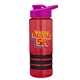 a red bottle & pink lid & black grip sergeant stripe - 24 oz tritan(tm) bottle with drink thru lid, stripe bands, and digital imprint